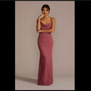 NWT STRETCH CREPE COWL NECK STRAPPY DRESS color: Chianti Size 20